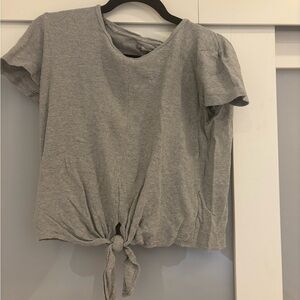 Madewell Heather Gray Tie-Front Tee